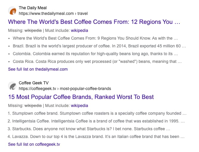 Results for: best coffee wikipedia