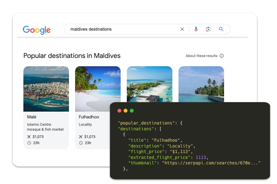 Destination search results API