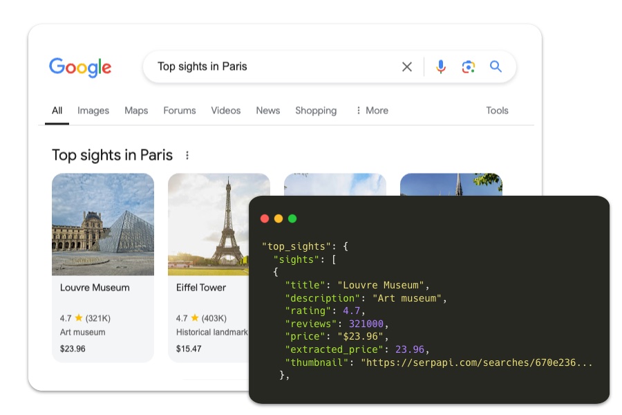 Top sights search results API